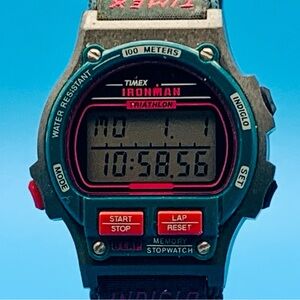 TIMEX IRONMAN TRIATHLON 8 Lap Women’s Vintage 1996 Digital Watch Works New Batt